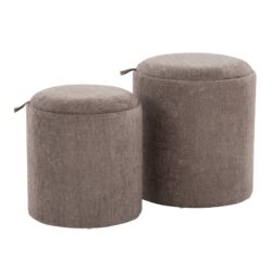 Tray - Contemporary Nesting Ottoman Set - Brown / Natural