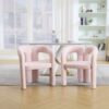 Contemporary Designed Velvet Upholstered Accent / Dining Chair With Armrests - Pink - Image 2