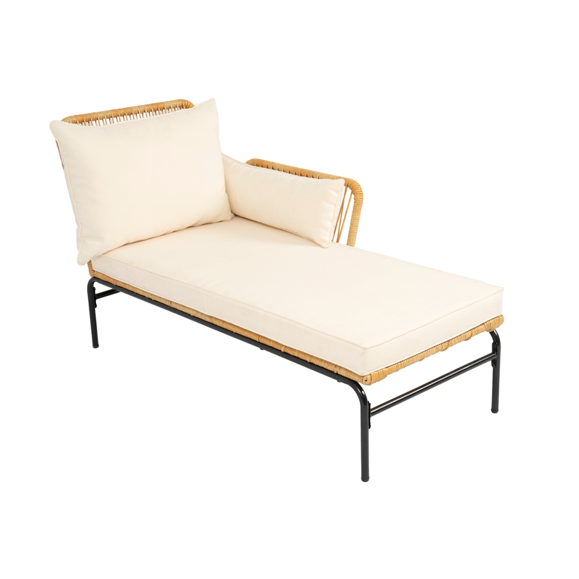 3 Pieces Outdoor Patio Wicker Furniture Sets Table And Chairs With Thick Cushion Outdoor Sofa Set Wicker And Cushion - Natural Yellow / Creme - Image 11