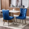 Nikki - Modern, High-End Tufted Solid Wood Contemporary Velvet Upholstered Dining Chair With Chrome Stainless Steel Plating Legs, Nailhead Trim, (Set of 2) - Blue / Chrome - Image 15