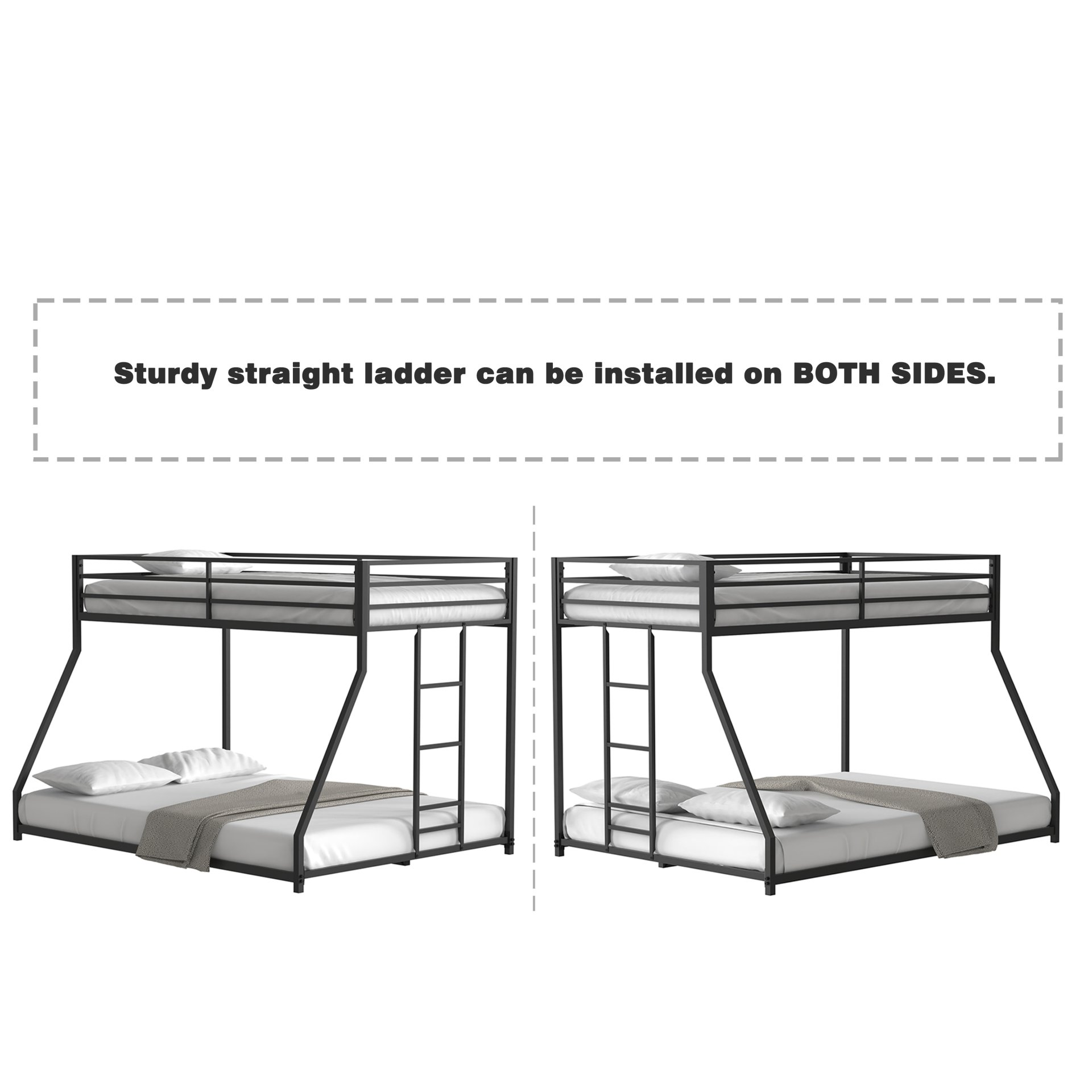 Adam - Twin Over Full Metal Bunk Bed - Black Metal - Image 9