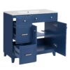 36" Bathroom Vanity With Sink, Soft Close Doors, Adjustable Shelves - Blue - Image 14