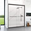 Modern Semi Frameless Double Sliding Shower Door With 1 / 4" Sgcc Tempered Glass - Matte Black - Image 4