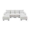Modern U-Shaped Sectional Sofa With Waist Pillows, 6 Seat Upholstered Symmetrical Sofa Furniture, Sleeper Sofa Couch With Chaise Lounge - White - Image 21