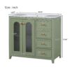 Bathroom Vanity With Two Soft Close Doors, Adjustable Shelves And Three Drawers - Green - Image 8
