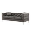 Modern Sofa Jeweled Buttons Tufted Square Arm Couch, 2 Pillows Included - Gray - Image 2