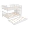 Full Over Full Stairway Bunk Bed With Twin Size Trundle, Storage And Guard Rail For Bedroom - White - Image 2