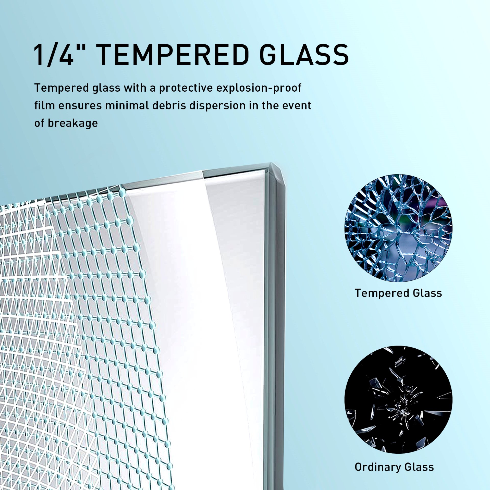 Frameless Soft Closing Single Sliding Shower Door, 1 / 4" (6Mm) Tempered Glass With Explosion Proof Coating Via Express Delivery - Gold - Image 4