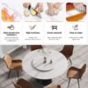 59.05" Modern Artificial Stone Round Carbon Steel Base Dining Table, Can Accommodate 6 People, White Artificial Stone Turntable - White / Black - Image 6