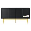 Modern Elegant 4 Door Sideboard Gold Metal Handle Buffet Cabinet For Dining Room, Living Room, Bedroom, Hallway - Black - Image 17
