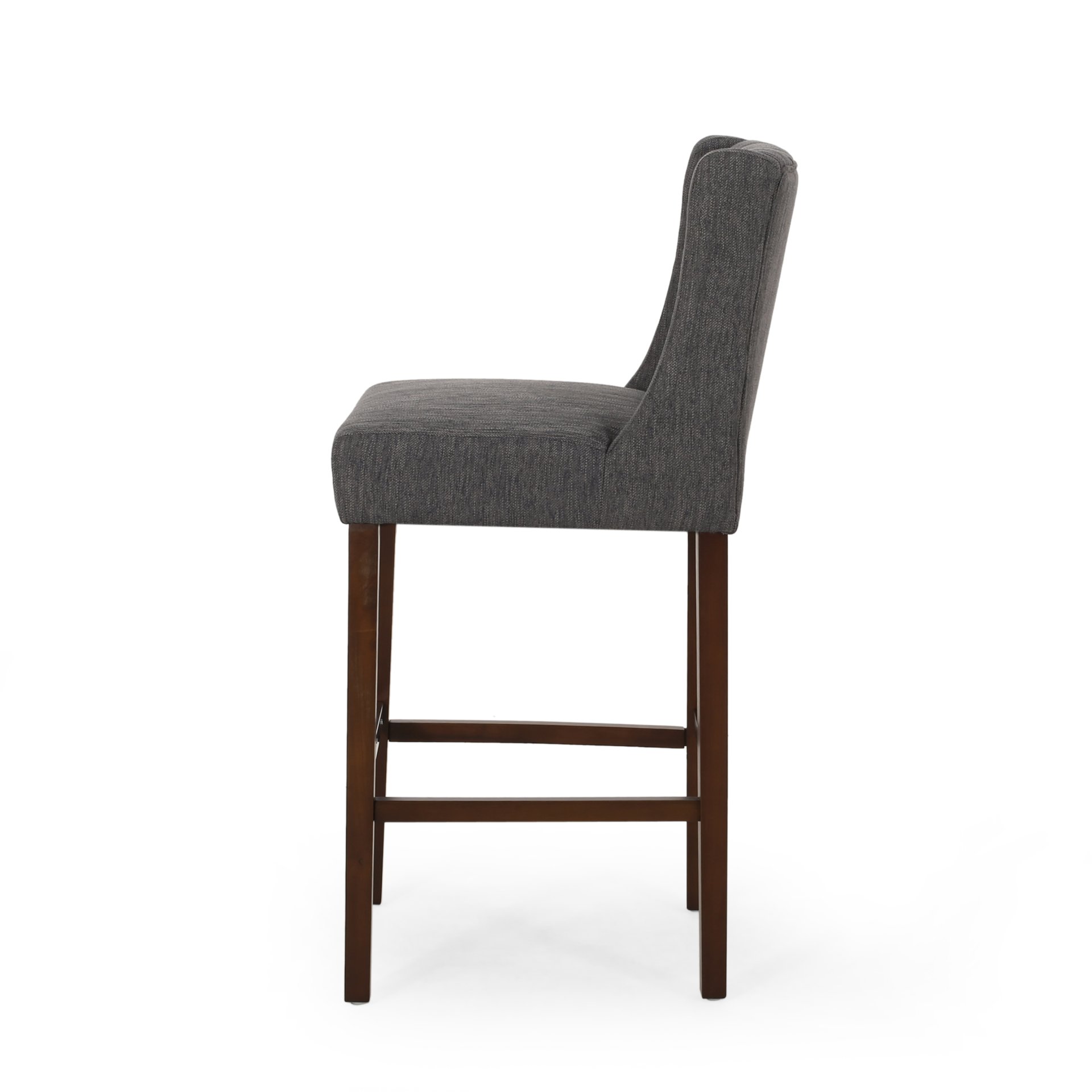 Solstara - Upholstered Fabric Dining Barstool With Button Tufted And Wing Back - Charcoal - Image 6
