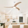 Ceiling Fan, Solid Wood Blades Ceiling Fan With Light With Remote Control, Noiseless Reversible Motor, 6 Speed, 3 Color, For Patio Living Room, Bedroom, Indoor - Matte White - Image 5