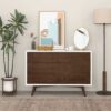 Mid-Century Modern White Dresser 6 Drawer - Dark Brown / White - Image 5