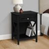 Accent End Table, 2 Tier, Storage Drawer, Transitional - Black - Image 2