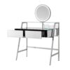 33.9" Mirrored Makeup Vanity Desk With Mirror And Lights, Mirrored Console Vanity Table With 2 Big Drawers & Open Shelf, Dressing Table With Charging Station For Bedroom - Silver - Image 8
