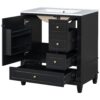 30" Bathroom Vanity With Sink, 1 Door With Shelf And 3 Drawers, Soft Close Door - Black - Image 15