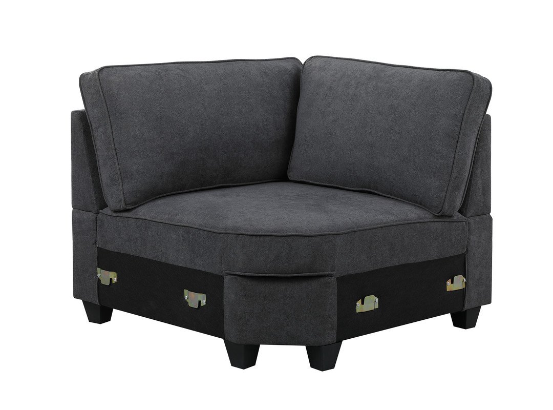 Leo - Woven 8 Piece Modular L-Shape Sectional Sofa And Ottoman - Dark Gray - Image 8