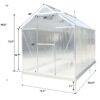 6.3'x10.2'x7' Polycarbonate Greenhouse, Heavy Duty Outdoor Aluminum Walk-In Green House Kit With Rain Gutter, Vent And Door For Backyard Garden - Aluminium - Image 22