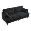 Modern Style Chenille 2 Seater Sofa With LED Light, USB Port And Storage Bag - Black - Image 19