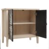 2 Door Carved Storage Cabinet With Adjustable Shelf, Accent Furniture For Living Room, Hallway, Kitchen - Black / Natural - Image 12