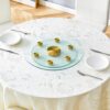 Double Layer Rotatable Round Glass Plate - Gold / Transparent - Image 5