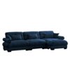 Super Comfort Oversized Modular Velvet Sectional Sofa Couch With Movable Ottoman Deep Seat Cloud Couch Corner Sectional With Bolstered Armrests - Blue - Image 11