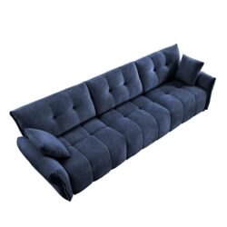 Modern 3 Seater Sofa Set And Pillows Frame, Textured Cover - Blue