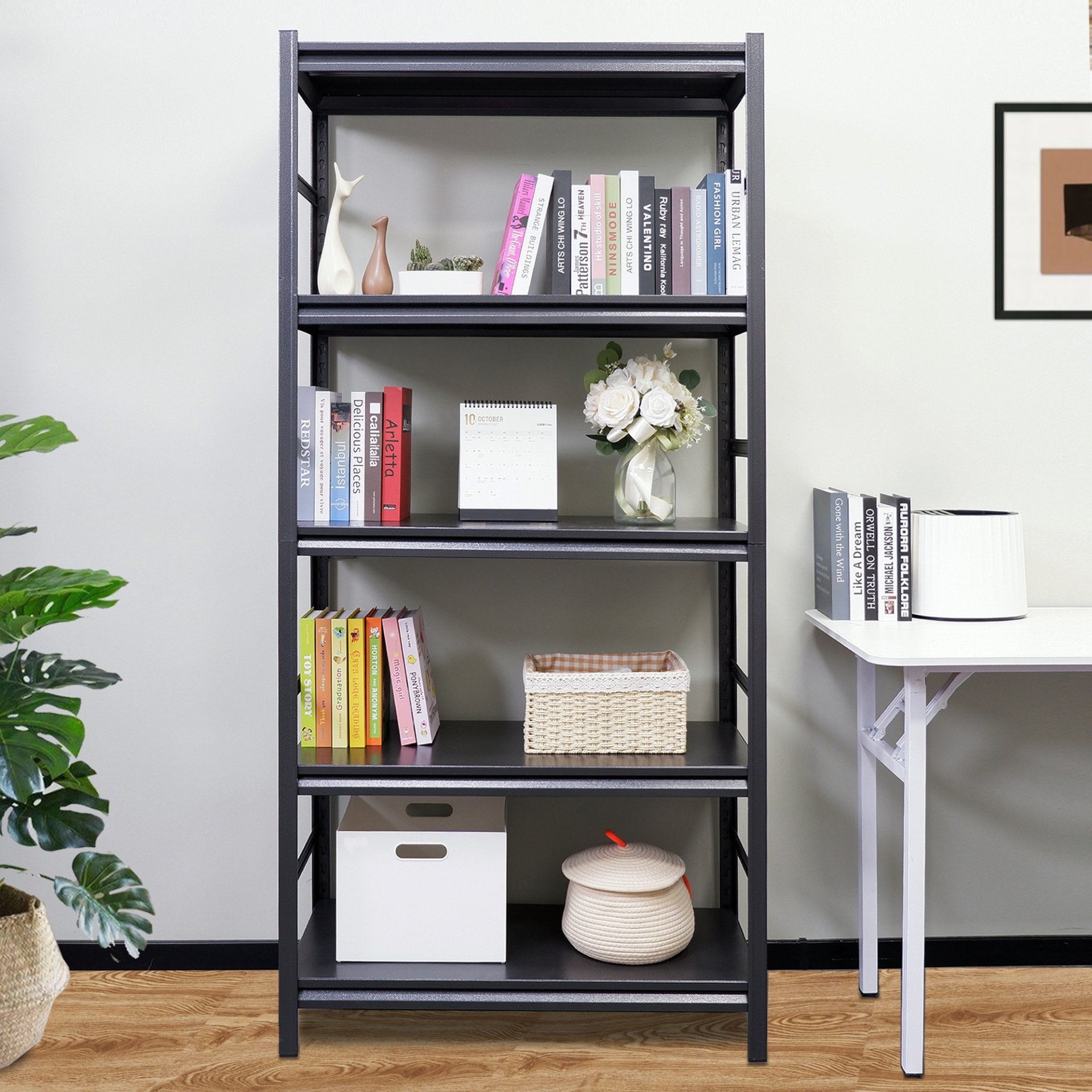 Adjustable Heavy Duty Shelving 5 Tier Storage Shelves, 2000Lbs Load, Kitchen, Garage - Black - Image 20
