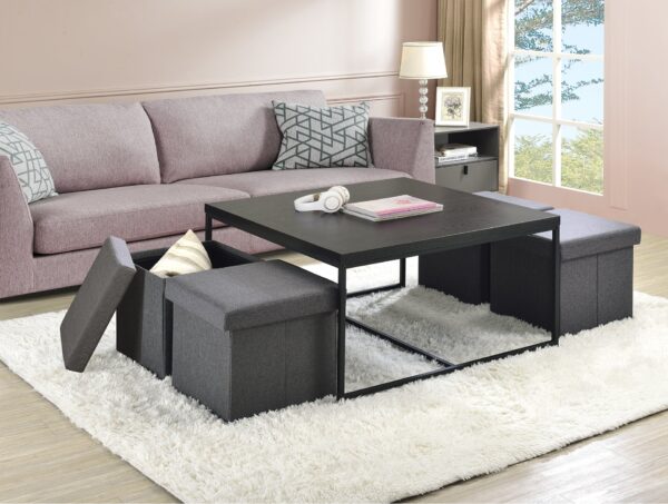 Caitlin - Wood Grain 5 Piece Coffee Table (Set of 5) - Black