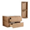 Modern Wall Mounted Bathroom Vanity With Sink And Storage Rack 2 Soft Close Drawers Plywood 30" - Imitative Oak - Image 14