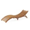Outdoor Wood Folding Chaise Lounge - Brown - Image 6