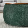 Modern Classic Round Storage Ottoman With Removable Top - Green - Image 8