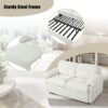 Modern Convertible Sleeper Sofa Bed With Pull Out Queen Design, Side Storage & Thick Cushions Chenille Loveseat For Living Room Or Bedroom 3 In 1 Function - Beige - Image 10