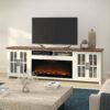 Hampton - Fireplace TV Stand Console For TVs Up To 100" - Jasmine Whitewash / Barnwood - Image 4