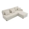 Modern L-Shaped Corduroy Sofa With Reversible Chaise, 4 Seat Upholstered Sectional Indoor Furniture, Convertible Sleeper Couch With Pillows - Beige - Image 3