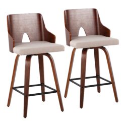 Ariana - Mid-Century Modern Counter Stool (Set of 2) - Walnut / Beige