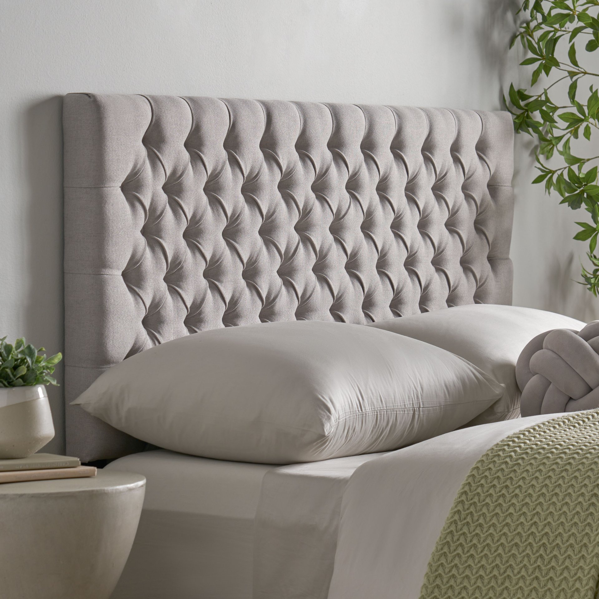 Queen Size Headboard With Button Tufting - Light Gray - Image 8