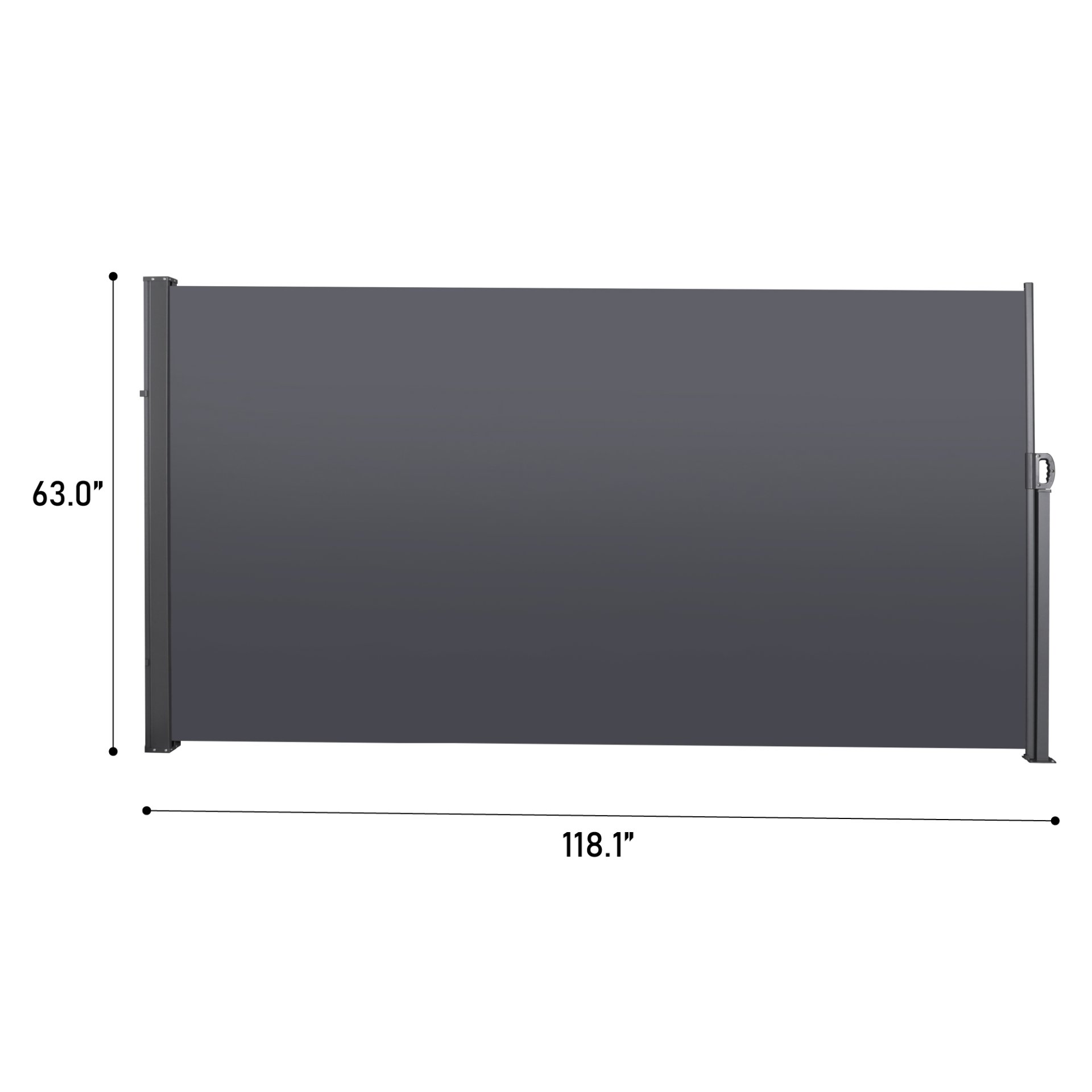 118.1" Retractable Side Screen Awning, Uv Resistant, Waterproof, Patio Privacy Screen For Garden, Balcony, Courtyard - Dark Gray - Image 3