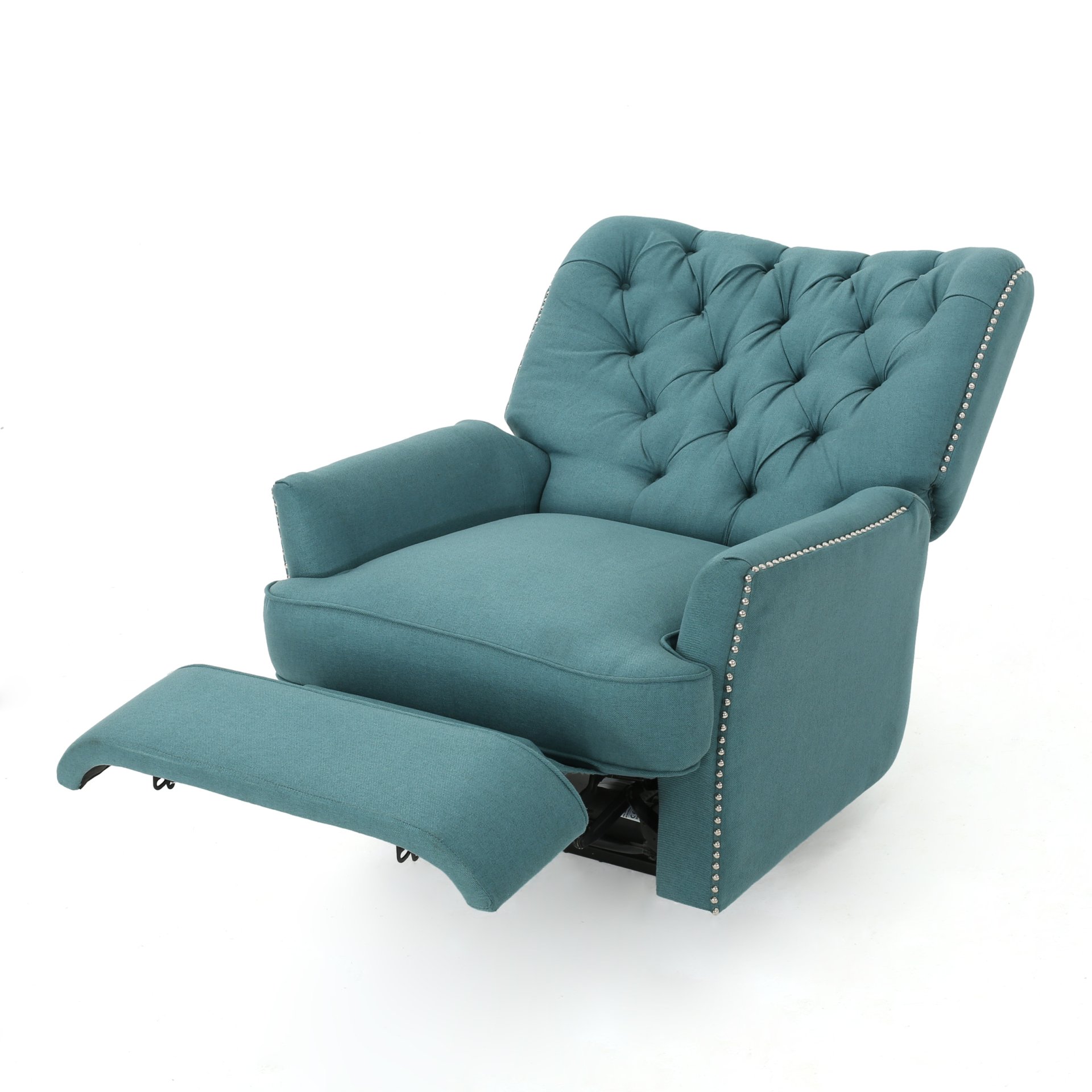 Electric Recliner Chair With Elegant Copper Accents And Soft Upholstery - Teal - Image 6