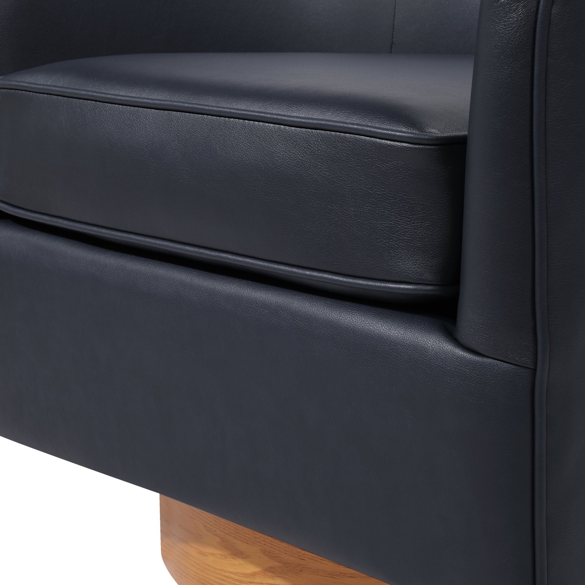 Maisy - Barrel Swivel Chair With Wooden Base - Blue - Image 5