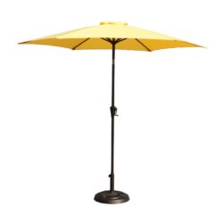 8.8' Outdoor Aluminum Patio Umbrella, Patio Umbrella, Market Umbrella With 33 Pounds Round Resin Umbrella Base, Push Button Tilt And Crank Lift - Yellow