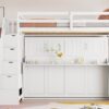 Full Over Full Size Murphy Bed With Hydraulic Lift & Desk Design - White - Image 23