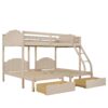 Full Over Twin & Twin Triple Bunk Bed With Drawers And Guardrails - Beige - Image 8