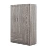 3 Door Wardrobe With 2 Drawers, Grain Effect - Gray - Image 2