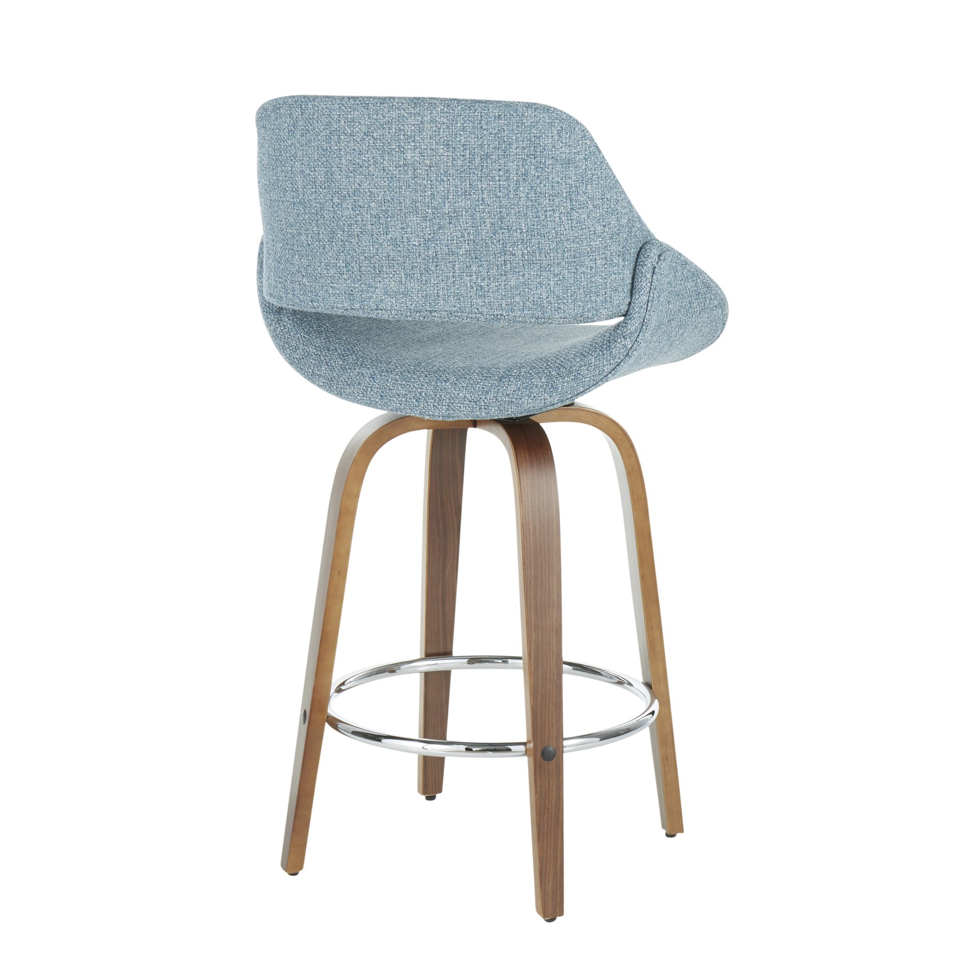 Fabrico - Mid-Century Modern, Counter Stool (Set of 2) - Walnut / Blue - Image 4