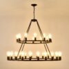 Extra Large Wagon Wheel Chandelier, 2 Tier 36 Lights (No Include) Farmhouse Industrial Round High Ceiling Pendant Light Adjustable Chain, For Dining Room, Living Room, Kitchen - Black - Image 18