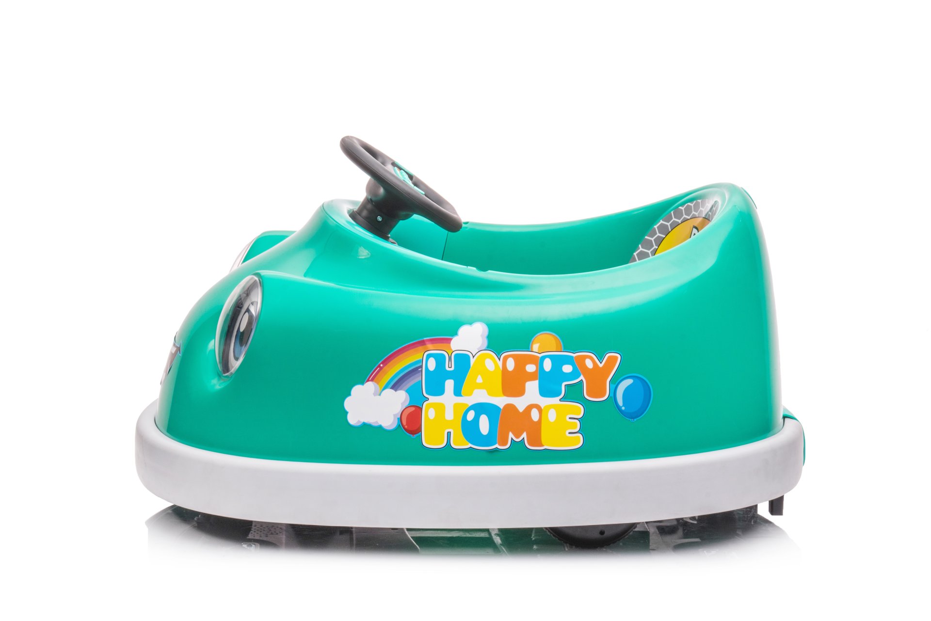 Bumper Car For Kids, 12V Dual Drive 1-6 Years Old Children's Electric Car With Pushrod Dinner Plate USB Bt Music Rocking Horse Mode Anti-Collision Bumper Ride On Car - Green - Image 16