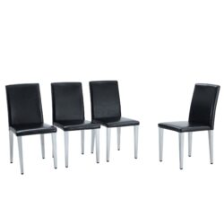 (Set of 2) Backrest Chairs With Metal Legs, They Are Ideally Suited For Minimalist And Contemporary Home Styles - Black / Silver