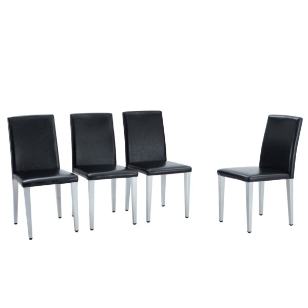 (Set of 2) Backrest Chairs With Metal Legs, They Are Ideally Suited For Minimalist And Contemporary Home Styles - Black / Silver