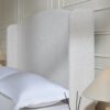 Hannah - Queen Upholstered Wingback Bed Size, Tall Headboard Upholstered Queen Bed, Premium Textured Canvas Chenille Look, Minimalist Designs, No Box Spring Needed - Ivory - Image 10